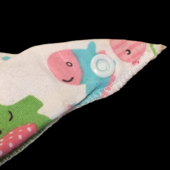 White, Pink, & Blue Colorful Elephant, Horse, Owl, & Bird Print Pet Bandana - Picture 5 of 9